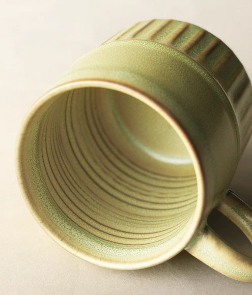 Elegant Porcelain Coffee Cups, Large Capacity Coffee Cup, Handmade Ceramic Coffee Mug, Large Pottery Coffee Cup, Large Tea Cup-Art Painting Canvas