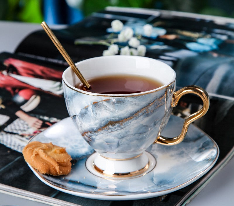 Unique Tea Cups and Saucers in Gift Box as Birthday Gift, Elegant Ceramic Coffee Cups, Beautiful British Tea Cups, Royal Bone China Porcelain Tea Cup Set-Art Painting Canvas