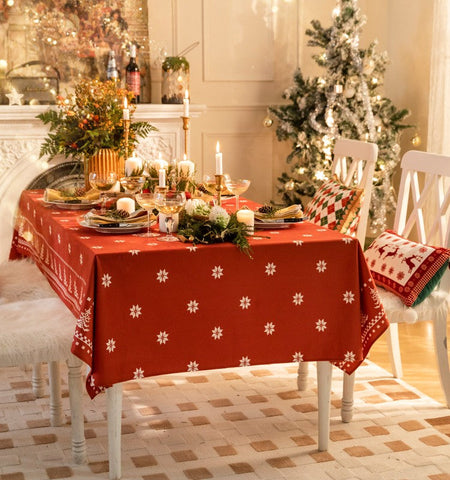 Extra Large Modern Rectangular Tablecloth for Dining Room Table, Christmas Edelweiss Table Covers, Square Tablecloth for Kitchen, Large Tablecloth for Round Table-Art Painting Canvas