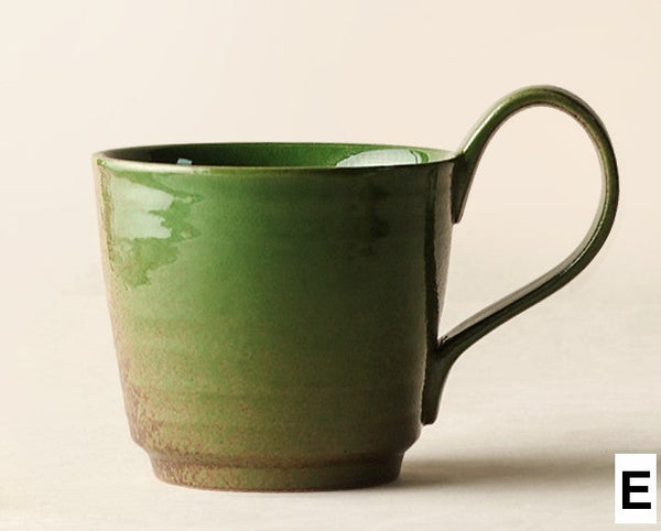 Modern Handmade Pottery Coffee Cup, Creative Brown Green Blue Ceramic Coffee Mugs, Large Unique Tea Cup, Large Capacity Coffee Cups-Art Painting Canvas