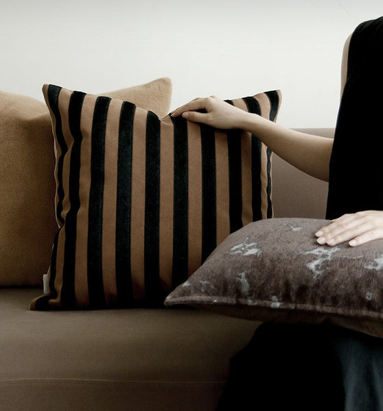 Large Modern Decorative Pillows for Sofa, Contemporary Cushions for Interior Design, Brown Modern Throw Pillows for Couch-Art Painting Canvas