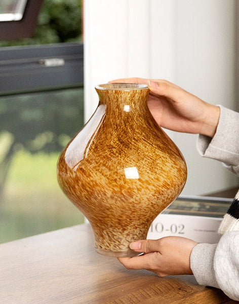 Modern Glass Bud Vases, Centerpiece Vases on Table, Handmade Liuli Vases, Color Glaze Vase, Contemporary Vases for Modern Home Decor-Art Painting Canvas