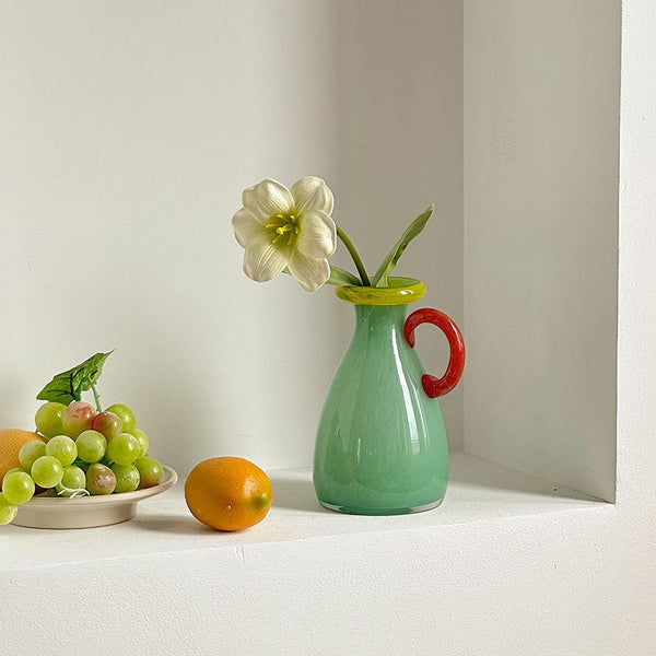 Small Flower Vase, Modern Glass Flower Vases, Handmade Glass Bud Vases, Water Holding Flower Vases, Flower Vases on Table-Art Painting Canvas