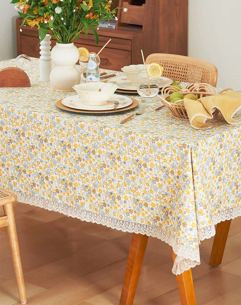 Dining Room Flower Table Cloths, Cotton Rectangular Table Covers for Kitchen, Farmhouse Table Cloth, Wedding Tablecloth, Square Tablecloth for Round Table-Art Painting Canvas