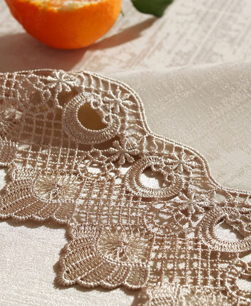 Large Simple Table Cloth for Dining Room Table, Beige Lace Tablecloth for Home Decoration, Modern Rectangle Tablecloth, Square Tablecloth for Round Table-Art Painting Canvas