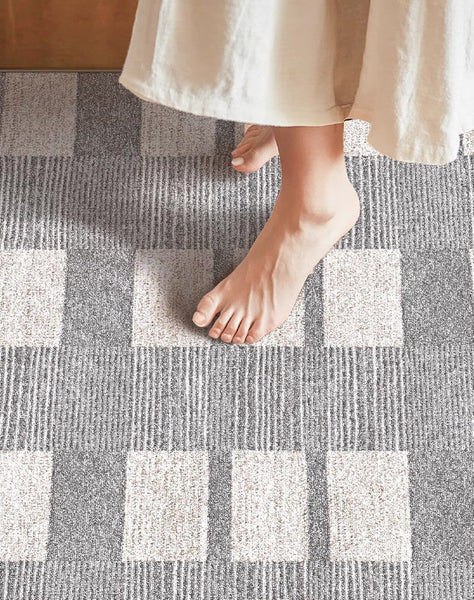 Modern Floor Rugs for Bedroom, Dining Room Floor Rug, Large Gray Floor Rugs for Living Room, Extra Large Geometric Modern Rugs for Office-Art Painting Canvas