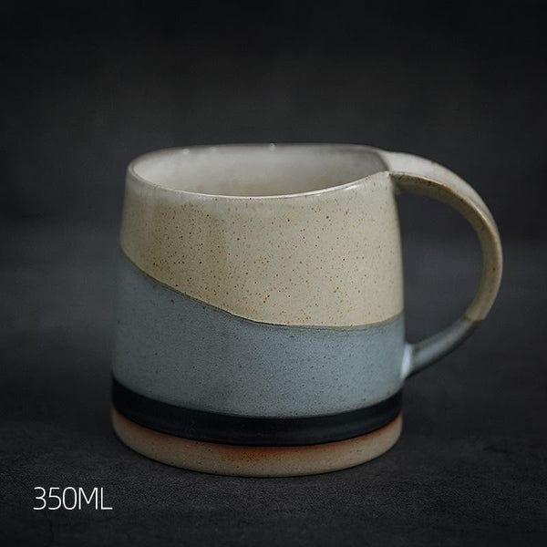 Black Pottery Coffee Cup, Ceramic Coffee Mug, Latte Coffee Cup, Handmade Coffee Cup, Large Tea Cup-Art Painting Canvas