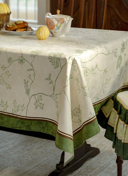Spring Green Flower Table Covers, Large Modern Rectangle Tablecloth for Dining Table for Round Table, Farmhouse Table Cloth for Oval Table, Square Tablecloth for Kitchen-Art Painting Canvas