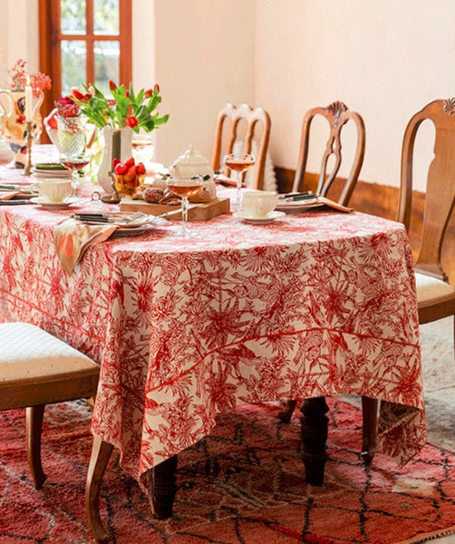 Jungle Animals Leopard Parrot Pattern Tablecloth for Home Decoration, Modern Rectangle Tablecloth for Dining Room Table, Large Square Tablecloth, Christmas Tablecloth-Art Painting Canvas