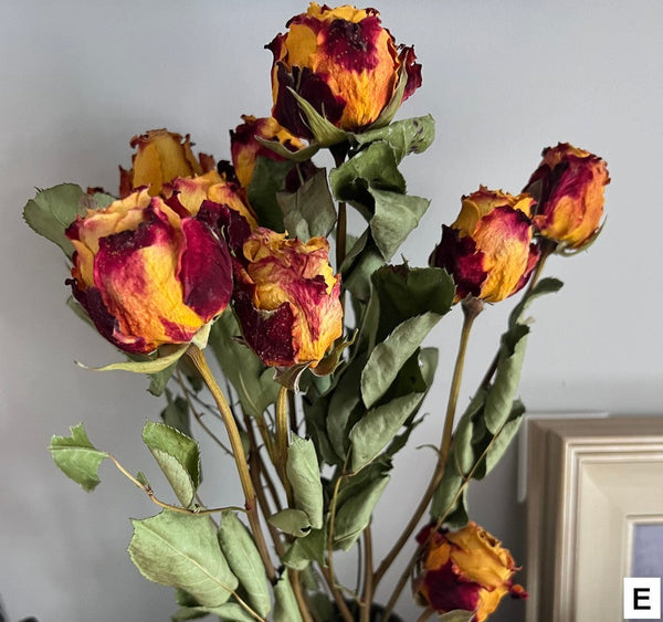 Rose Floral Bouquet, Dried Rose Flowers, Natural Dried Rose Flower Bunches, A Bunch Dried Rose Flowers, Red Yellow Purple Dried Rose Flowers-Art Painting Canvas