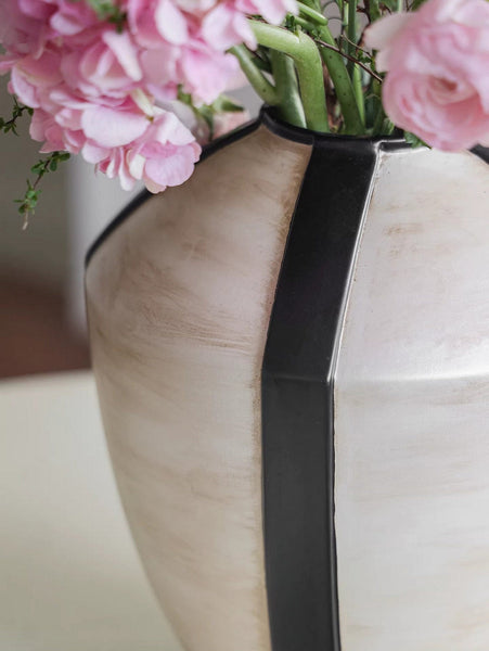 Centerpiece Ceramic Bouquet Vases, Porcelain Vases for Modern Home Decor, Large Contemporary Vases on Dining Table, Handmade Modern Flower Vase-Art Painting Canvas