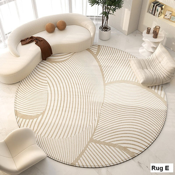 Living Room Contemporary Modern Rugs, Modern Area Rugs for Bedroom, Geometric Round Rugs for Dining Room, Circular Modern Rugs under Chairs-Art Painting Canvas