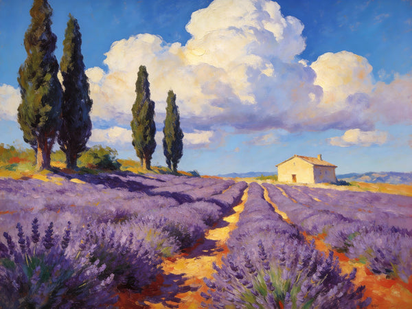 Original Small Paintings on Canvas, Provence lavender fields, Hand Painted Canvas Art, Small Landscape Paintings, Small Paintings on Canvas-Art Painting Canvas