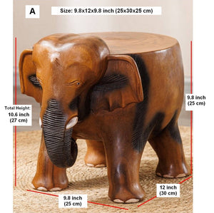 Handmade Solid Wood low Stool, Elephant Wooden Stool, Elephant Sofa Stool, Dining Table Stool, Creative Shoe-changing Stool-Art Painting Canvas