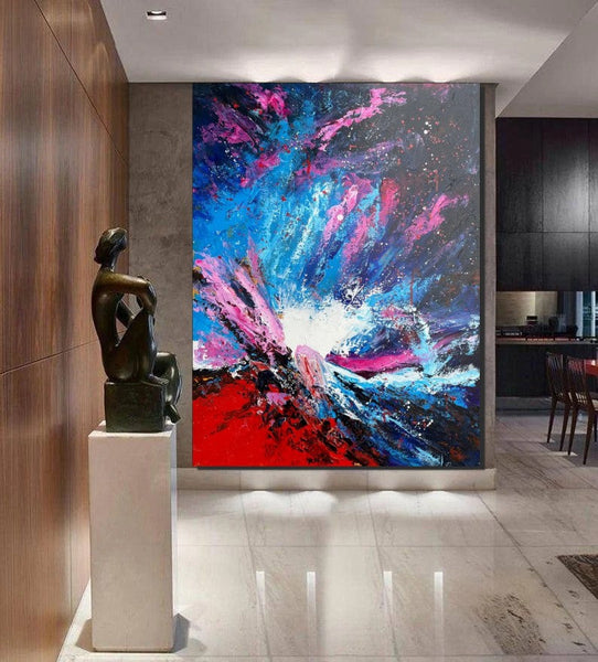 Abstract Paintings Behind Sofa, Contemporary Canvas Wall Art, Buy Paintings Online, Acrylic Paintings for Bedroom, Palette Knife Canvas Art-Art Painting Canvas