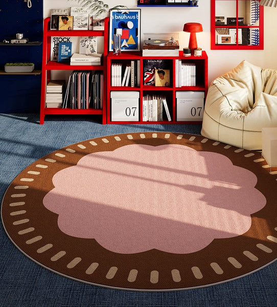 Modern Rugs for Dining Room, Abstract Contemporary Round Rugs for Dining Room, Circular Modern Rugs for Apartment, Geometric Modern Rug Ideas for Living Room