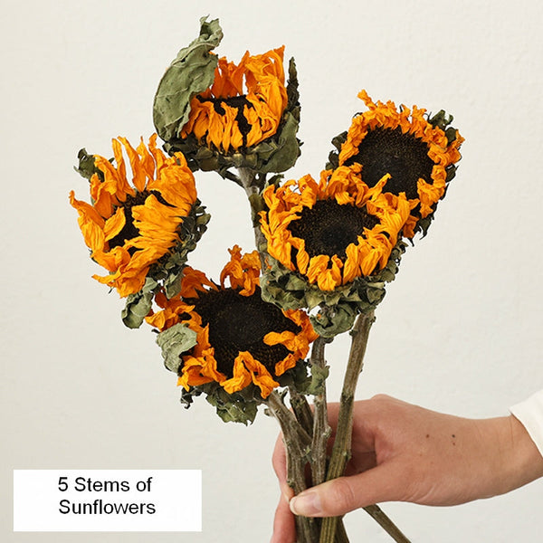 Natural Dried Sunflower Stems, Flower Arrangement, Natural Decorations, A Bunch of Sunflowers, Handmade Artificial Flowers for Home Decor-Art Painting Canvas