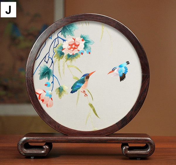 Embroidered Ornament, Traditional Chinese Suzhou Flower and Birds Silk Embroidery Ornaments, Exclusive Business Presents, Creative Birthday Gift, Premium Souvenir-Art Painting Canvas
