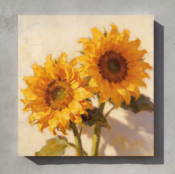 Small Canvas Artwork, Blooming Sunflowers, Still Life Painting, Hand Painted Canvas Art, Original Flower Paintings, Buy Small Artwork Online-Art Painting Canvas