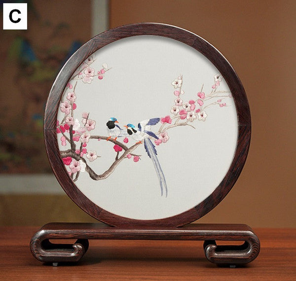 Exclusive Business Presents, Flower and Birds Silk Embroidery Ornaments, Creative Birthday Gift, Premium Souvenir, Traditional Chinese Suzhou Silk Embroidery-Art Painting Canvas