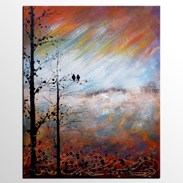 Love Birds Painting, Simple Abstract Painting, Landscape Acrylic Painting, Acrylic Canvas Painting, Bedroom Wall Art Paintings, C-Art Painting Canvas