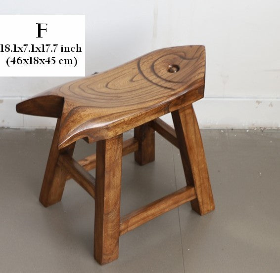 Solid Wood low Stool, Creative Shoe-changing Stool, Handmade Vintage Old Elm Wood Stool, Children's Wooden Stool, Sofa Stool, Dining Table Stool-Art Painting Canvas