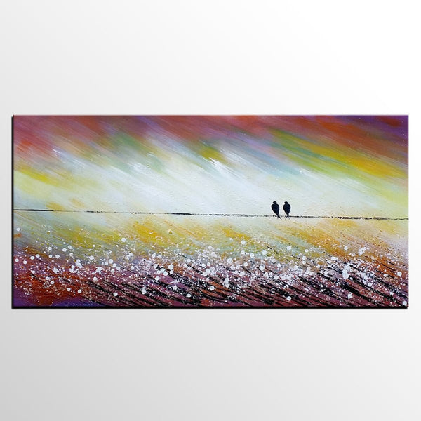 Simple Abstract Painting, Living Room Wall Art Ideas, Love Birds Painting, Acrylic Painting for Sale, Bedroom Canvas Painting-Art Painting Canvas