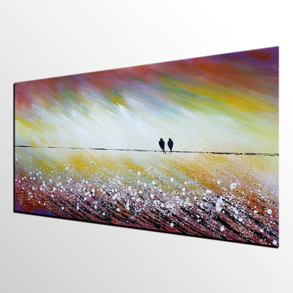 Simple Abstract Painting, Living Room Wall Art Ideas, Love Birds Painting, Acrylic Painting for Sale, Bedroom Canvas Painting-Art Painting Canvas