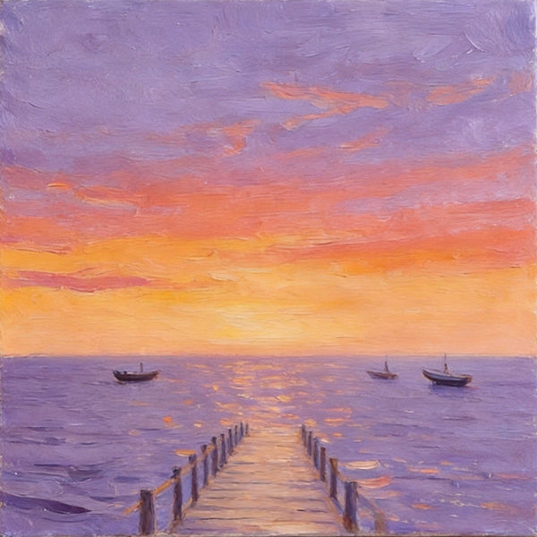 Serene Hour of the Ocean Sunset, Sunset Paintings, Hand Painted Canvas Art, Small Canvas Wall Art Paintings, Original Seascape Paintings, Original Oil Paintings, Buy Small Artwork Online-Art Painting Canvas