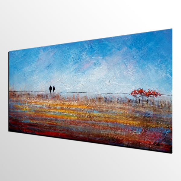 Simple Abstract Painting, Acrylic Painting on Sale, Dining Room Wall Art Painting, Love Birds Painting, Abstract Painting for Bedroom-Art Painting Canvas