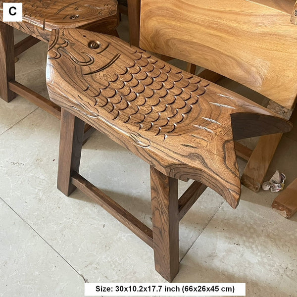 Handmade Solid Wood low Stool, Creative Shoe-changing Stool, Vintage Old Elm Wood Stool, Children's Wooden Stool, Sofa Stool, Dining Table Stool-Art Painting Canvas
