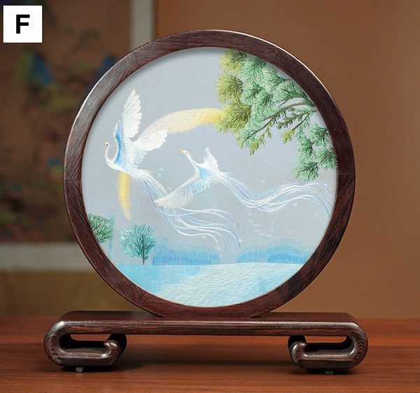 Flower and Birds Silk Embroidery Ornaments, Exclusive Business Presents, Creative Birthday Gift, Premium Souvenir, Traditional Chinese Suzhou Silk Embroidery-Art Painting Canvas