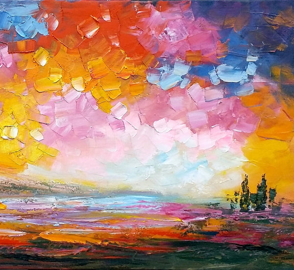 Abstract Landscape Paintings, Original Oil Painting, Custom Canvas Painting, Oil Painting for Sale