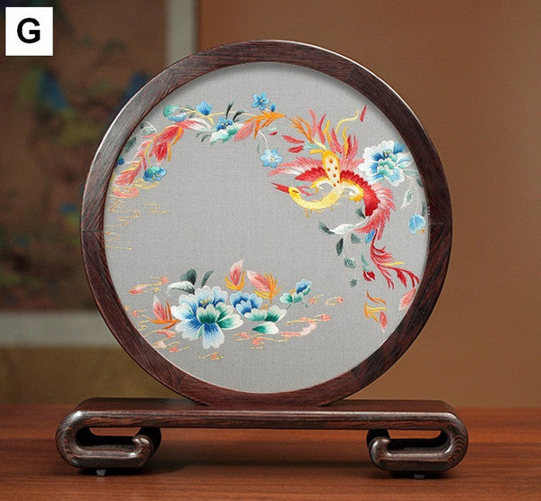Exclusive Business Presents, Flower and Birds Silk Embroidery Ornaments, Creative Birthday Gift, Premium Souvenir, Traditional Chinese Suzhou Silk Embroidery-Art Painting Canvas