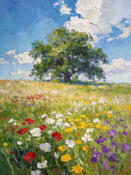 Summer Meadow, Wildflowers in the Open Air, Original Artwork Small Paintings, Heavy Texture Wall Art Paintings, On Canvas Small Paintings, Hand Painted Canvas Art-Art Painting Canvas