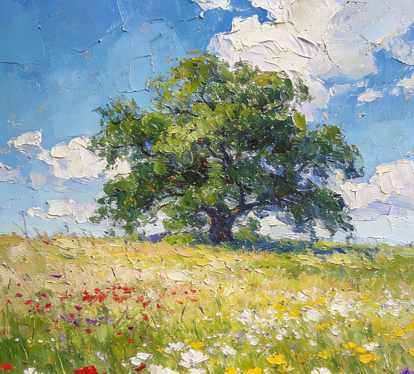Summer Meadow, Wildflowers in the Open Air, Original Artwork Small Paintings, Heavy Texture Wall Art Paintings, On Canvas Small Paintings, Hand Painted Canvas Art-Art Painting Canvas