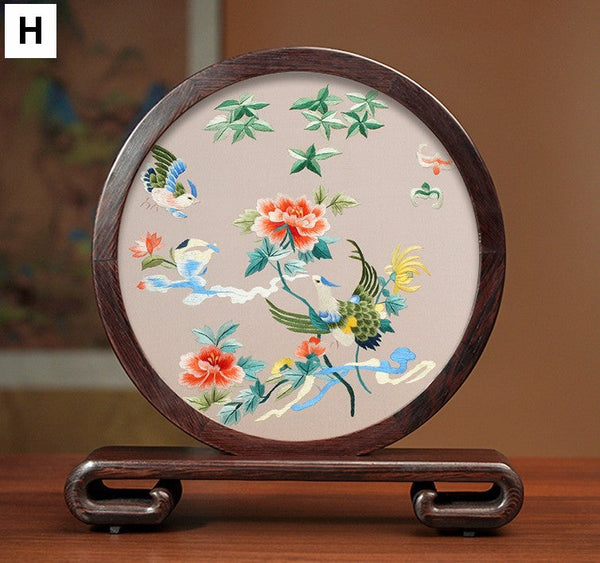Exclusive Business Presents, Flower and Birds Silk Embroidery Ornaments, Creative Birthday Gift, Premium Souvenir, Traditional Chinese Suzhou Silk Embroidery-Art Painting Canvas