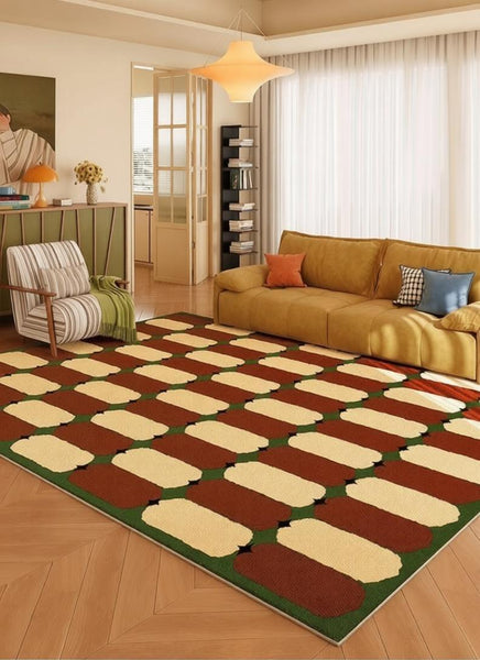 Geometric Modern Rugs, Mid Century Contemporary Rugs, Modern Living Room Rug Ideas, Colorful Area Rugs for Dining Room-Art Painting Canvas