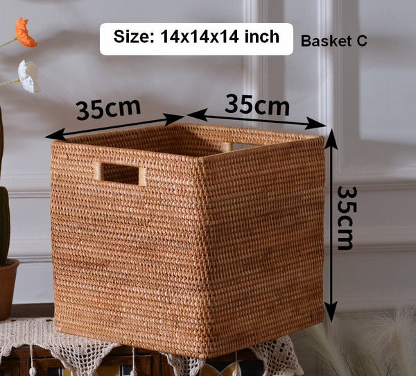 Storage Basket for Shelves, Large Rectangular Storage Baskets, Storage Baskets for Kitchen, Woven Rattan Storage Baskets for Bedroom-Art Painting Canvas