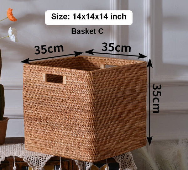 Storage Basket for Shelves, Large Rectangular Storage Basket, Storage Baskets for Kitchen, Woven Storage Basket for Living Room-Art Painting Canvas