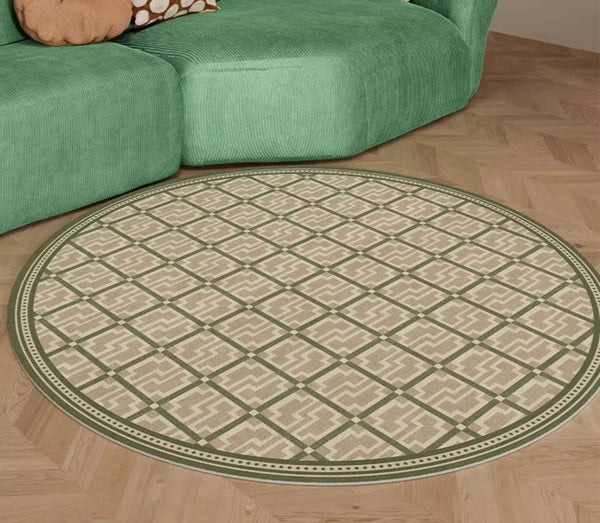 Contemporary Modern Rug for Living Room, Circular Modern Rugs under Chairs, Geometric Round Rugs for Dining Room, Bedroom Abstract Modern Rugs-Art Painting Canvas