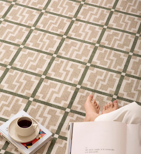 Contemporary Modern Rug for Living Room, Circular Modern Rugs under Chairs, Geometric Round Rugs for Dining Room, Bedroom Abstract Modern Rugs-Art Painting Canvas