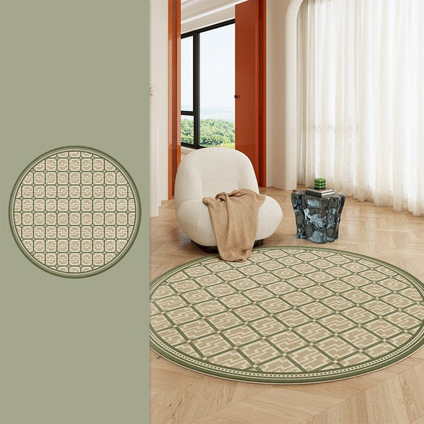 Contemporary Modern Rug for Living Room, Circular Modern Rugs under Chairs, Geometric Round Rugs for Dining Room, Bedroom Abstract Modern Rugs-Art Painting Canvas