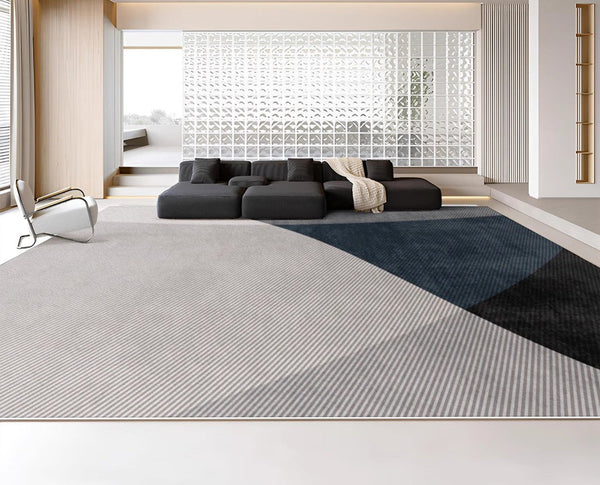 Blue Contemporary Modern Rugs, Geometric Contemporary Rugs Next to Bed, Modern Rugs for Living Room, Contemporary Rugs for Dining Room-Art Painting Canvas