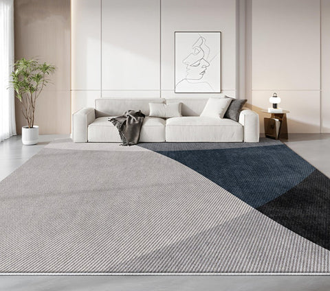 Blue Contemporary Modern Rugs, Geometric Contemporary Rugs Next to Bed, Modern Rugs for Living Room, Contemporary Rugs for Dining Room