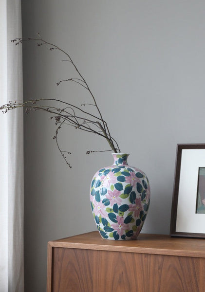 Centerpiece Ceramic Bouquet Vases, Contemporary Vases on Dining Table, Unique Handmade Modern Flower Vase, Large Porcelain Vases for Modern Home Decor-Art Painting Canvas