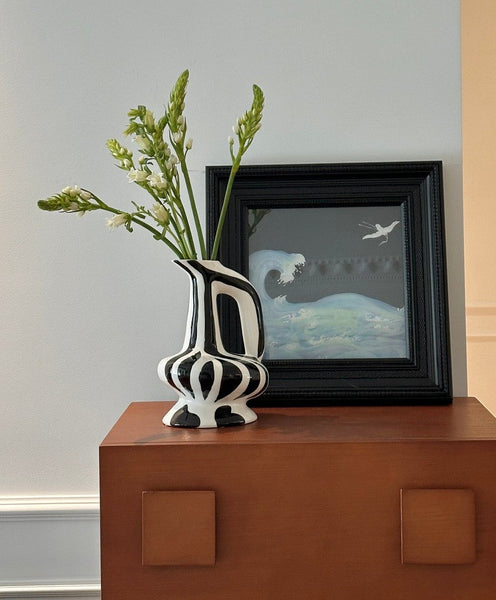 Porcelain Bud Vases, Handmade Water Holding Flower Vases, Modern Ceramic Flower Vases, Small Flower Vases on Table-Art Painting Canvas