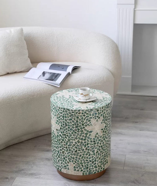 Modern Small Sofa Side Table, Unique Small End Table, Creative Coffee Table, Contemporary Round Side Table, Portable Casual Side Table-Art Painting Canvas