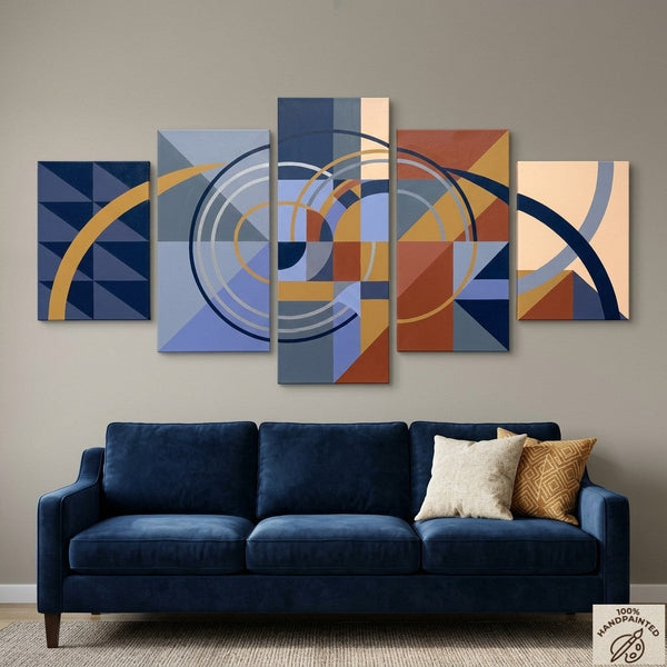 Large Modern Paintings for Bedroom, Geometric Contemporary Art, Abstract Acrylic Paintings, Hand Painted Canvas Art-Art Painting Canvas