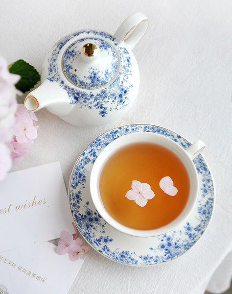 Mother and Baby Teapot with Matching Saucer British Style Porcelain Teapot with Matching Cup and Saucer in Gift Box, Ceramic Tea Pot with Integrated Cup, Stackable Teapot and Cup Set-Art Painting Canvas